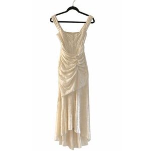 Elegant Corset Boned Cream Evening Gown